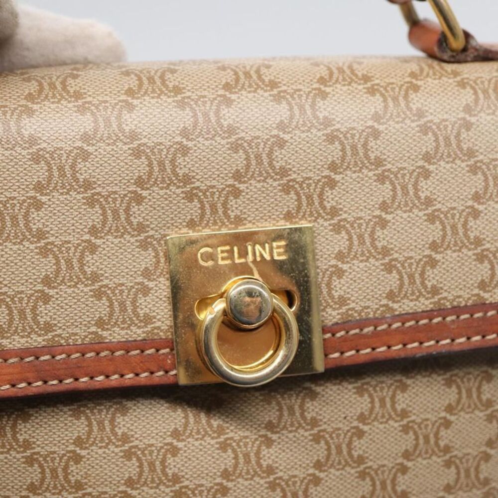 Celine Vintage Macadam Handbag Canvas And Leather Beige Canvas Handbag - Picture 12 of 16